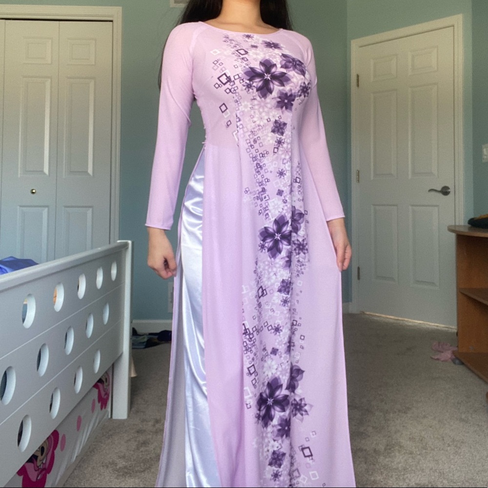vietnamese ao dai dress floral formal maxi gown